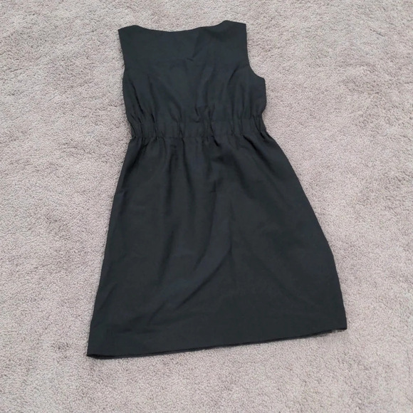 Theory black Wool blend elastic ruched waistband hidden pocket Ivon Dress Sz 2 - Picture 4 of 12